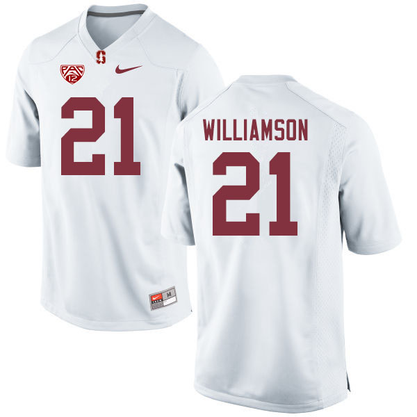 Men #21 Kendall Williamson Stanford Cardinal College Football Jerseys Sale-White - Click Image to Close